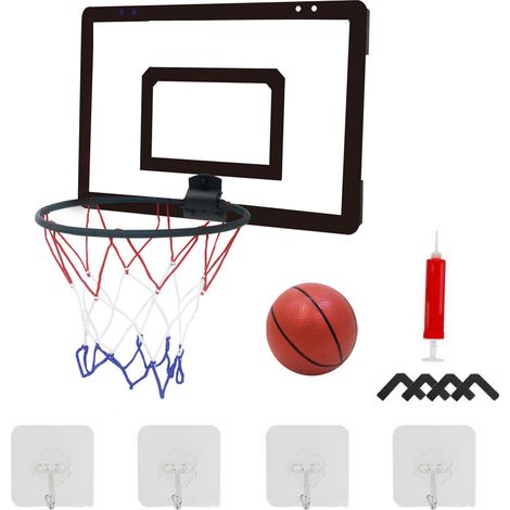 Panneau de basket mural numéro 7, kit de panier de basket pour intérieur extérieur garçons filles adolescents noir (1/5)