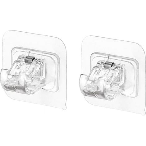 Support Pour Rideau Sans Perçage - Diamètre Max 38 mm - Adhésif + Vis - Transparent - Lot de 2 (1/5)