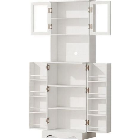 Armario alto de cocina con 4 puertas, 8 especieros y encimera 60 x 39,5 x 179,6 cm blanco (1/5)