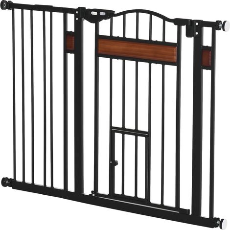 PawHut Cancello per Cani con Chiusura Automatica 74-105x76.2 cm Nero