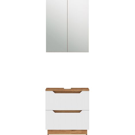 Conjunto de muebles de baño Lotta, Roble/rayas blancas, 2 partes, Vicco (1/5)