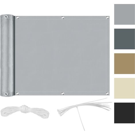 (Gris clair, 90x600CM) Clôture d'intimité extérieure, tissu pare-soleil imperméable et résistant aux UV, convient aux balcons et aux cours. (1/4)