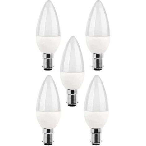 Lot de 5 ampoules 5w LED B15, équivalent à une ampoule à incandescence de 25 W, 270 lm, lumière du jour 3000 K, C35 SBC B15 à petit culot à baïonnette [Classe énergétique A+] (1/4)