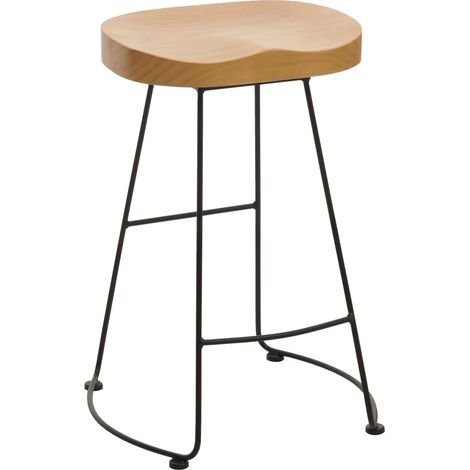 Tabouret de bar HWC-N25, chaise de bar tabouret de comptoir tabouret de cuisine, repose-pieds Industrial métal bois mass