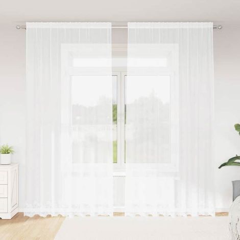 4107889 Rideau en Dentelle Floral Blanc 280 x 200 cm Polyester (1/5)