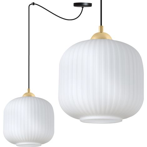 Suspension Spider à motif de riffle, noire et dorée, 1 pôle, cylindre blanc, 20 cm, culot E27 (1/5)
