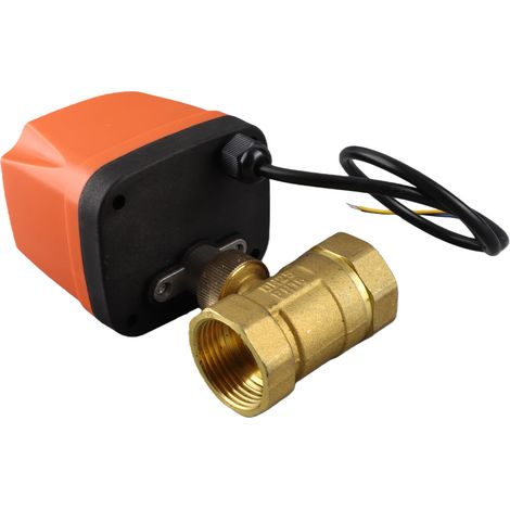 Vanne à bille motorisée 2 fils 2 voies normalement ouverte DN25 Laiton ABS Moteur synchrone AC220V (1/5)