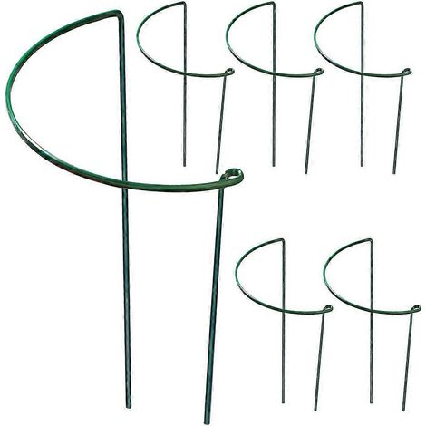Tuteur en métal pour pots de fleurs, protection contre le vent et la pluie pour plantes grimpantes et légumes, design semi-circulaire, fer, 35 x 21 x 21 cm, lot de 6 (1/5)