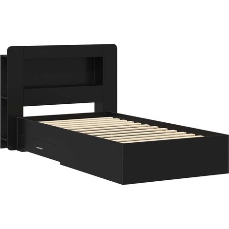 Maison Exclusive - Telaio del letto con storage con testiera Nero 75 x 190 cm (1/5)