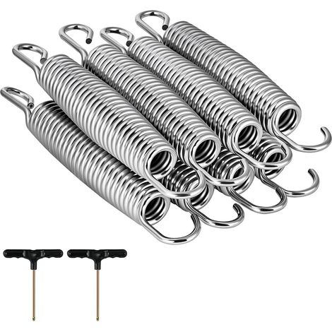8 x Trampoline Springs, Fitness Trampoline Springs + 2 T-Hooks, Replacement Springs for Trampoline 6ft/8ft/10ft/12ft/14ft avec 2 Crochets en T,Ressorts de Rechange Pour Trampoline de 6ft/8ft/10ft/12f (1/5)