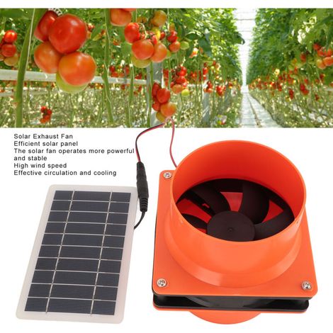 Ventilateur d'Extraction Solaire 10W 5V avec Panneau Monocristallin ABS pour Conduits Ronds - Maison Animaux, Poulailler, Serre, RVs