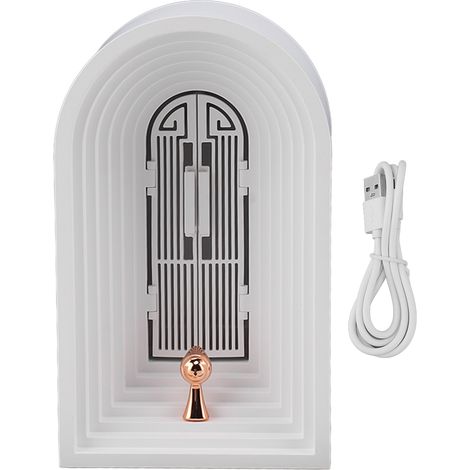 Ortviai Lampe de nuit sur table en ABS, forme temple nordique, blanc, intensité réglable sans à-coup, rechargeable USB