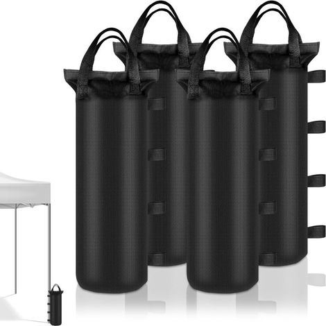 sacs de lestage de sable : poids stabilisateurs extra-larges et robustes pour pieds de tonnelle, gazebo, parasol, abri solaire - Noir 6x20 (1/5)