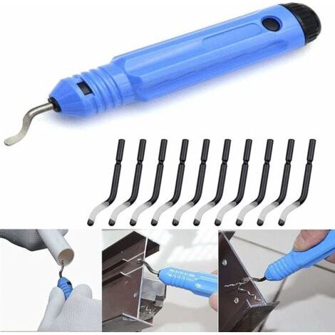 Métal Outil d'ébavurage, 360 ° Rotatif Deburr Lames, avec 10 Pcs De Lames D'Ébavurage En Metal À Lamain pour les Trous en Acier Aluminium Plastique Métal Matériaux Durs (1/4)