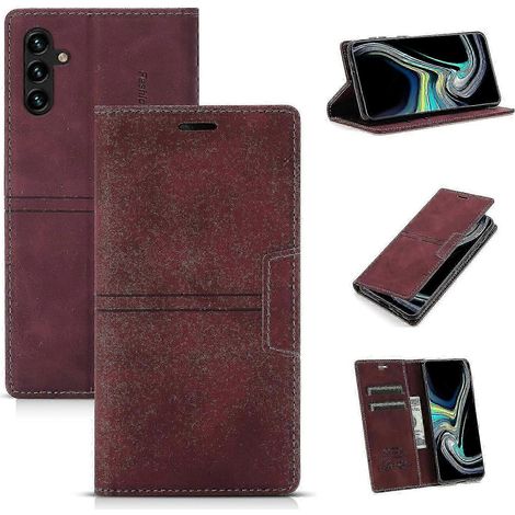 Étui de téléphone compatible Samsung Galaxy A14 5G en cuir PU anti-rayures avec fermeture magnétique et protection intégrale. Coque intérieure en TPU avec support et portefeuille intégré. (1/5)
