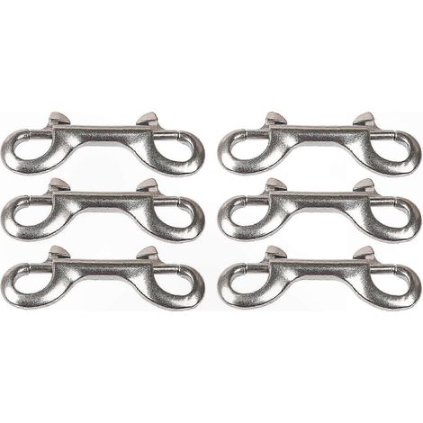 Doppelseitige Karabinerhaken aus silberfarbenem Stahl, 9 cm, 6er-Packung, robuste Schraubhaken für Camping, Heimwerken und Outdoor-Aktivitäten. (1/5)