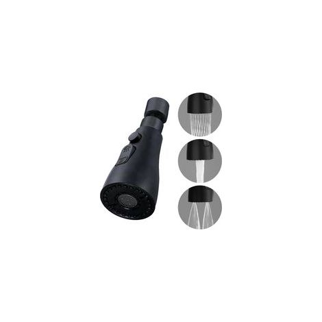 Tête de pulvérisation pour robinet de cuisine FM22 M24 avec bec pivotant à 360° - Tête de pulvérisation pour robinet d'évier avec 3 modes de remplacement - Livré avec connecteur universel (noir)