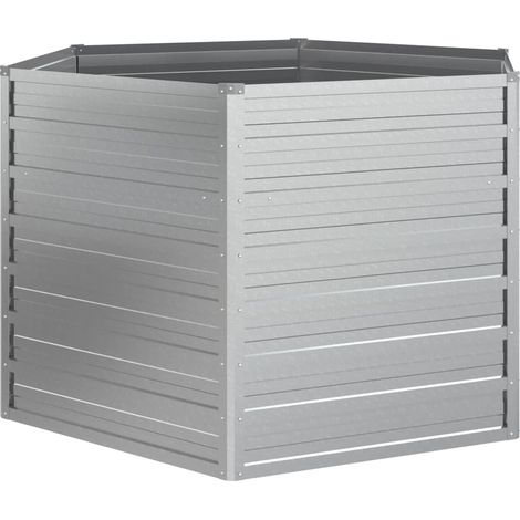 Fioriera rialzata per piante e fiori terrazza giardino 129 x 77 cm acciaio zincato argento 020039363