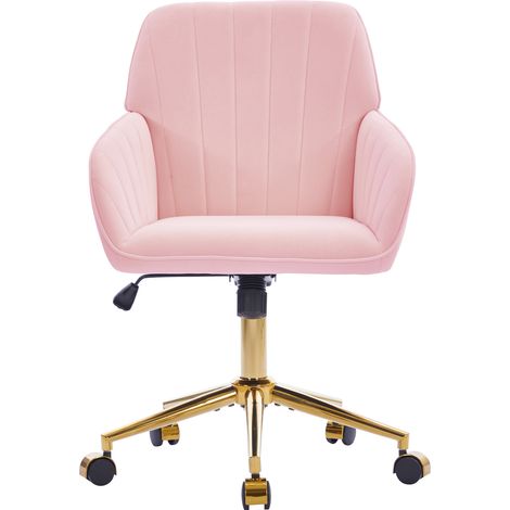 ELVMI Silla de oficina giratoria ajustable en altura con respaldo ergonómico para despacho de terciopelo Rosa (1/5)
