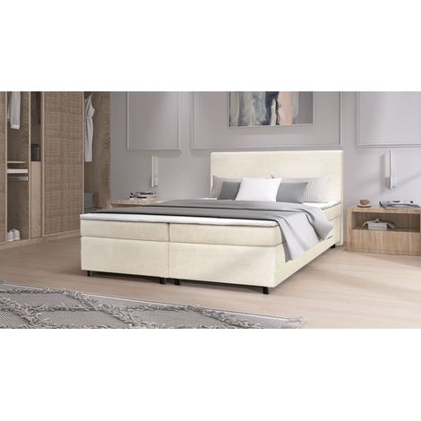 Boxspringbett Paxos Cordstoff Beige 180x200 Hotelbett Bonellfederkern Bett (1/5)
