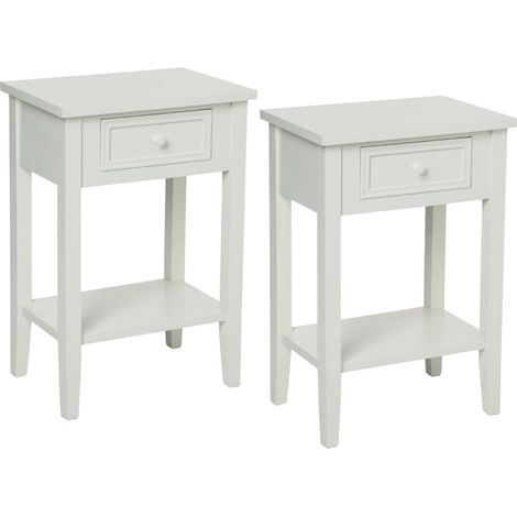 Lot de 2 tables de chevet 1 tiroir "Charme" Blanc Atmosphera