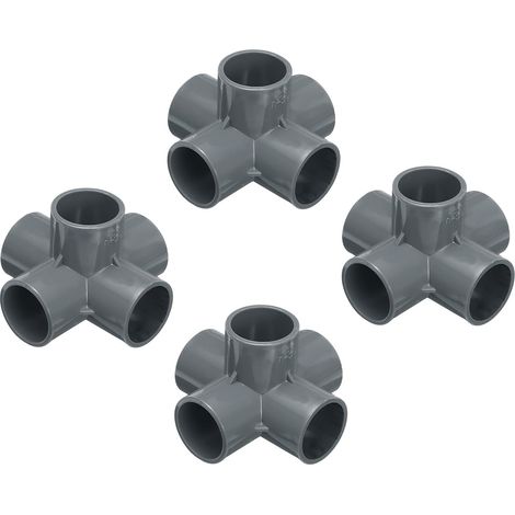 Raccord Coude PVC 32mm - Lot de 4 - Gris Résistant - Sortie Latérale 5 Voies - Conduit Électrique et Irrigation - 90x65mm (1/5)