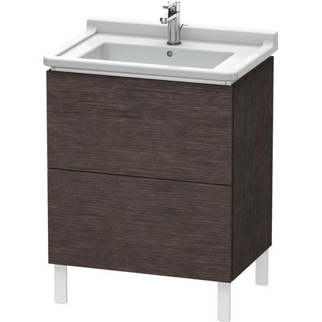 Duravit L-Cube Meuble sous-lavabo vertical, 2 tiroirs, 670mm, pour Starck 3, Coloris: placage en chêne véritable brossé foncé - LC660807272 (1/4)