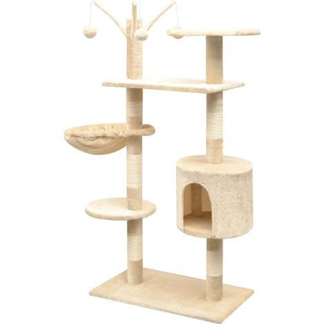 Arbre à chat,Jouets pour chat,Arbre à Grimper avec griffoirs en sisal 125 cm Beige CFW38820 (1/4)