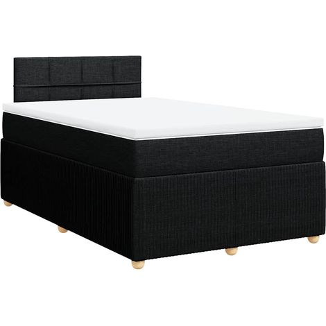 Maison Exclusive - Sommier à lattes de lit avec matelas noir 120x190 cm tissu (1/5)