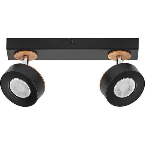 [GEBRAUCHT] B-Ware OSRAM Deckenstrahler Deckenspot LED Lampe schwarz Stahl Holz Warmweiß 2 Spots (1/2)
