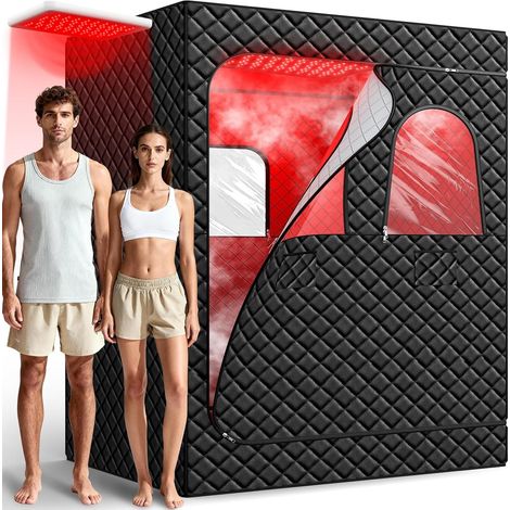 Infrared Sauna for 2 Person Home 5 Layers Waterproof Sauna Portable Sauna 2 Steam Generators for Steam Room 2 Folding Chairs (1/5)