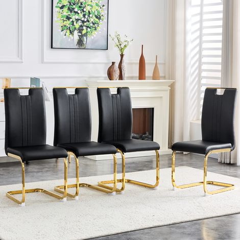 Ensemble de 4 chaises design arquées en polyuréthane noir – idéales pour un intérieur industriel ou moderne (1/5)