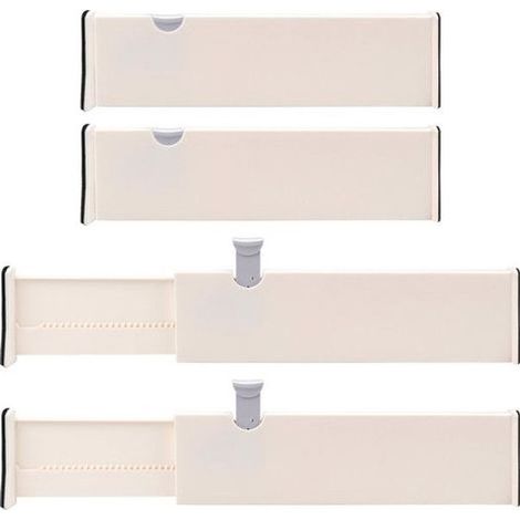 2 Pcs Séparateur de Tiroir Extensible – Separateur Tiroirs en Plastique Modulable (27.5-43.5 cm) – Chambre à Coucher(Blanc) (1/5)