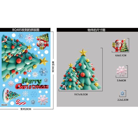 Nouveaux autocollants de Noël, flocons de neige 3D, bonhommes de neige, stickers pour fenêtres, sapins du Père Noël, cadeaux, autocollants statiques en PVC pour vitres