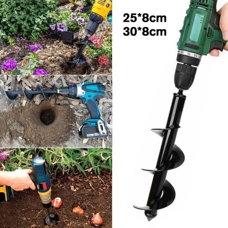 TEMPSA Universel 30x8CM Foret De Tarière De Jardin Pour Plantation Outil Trou (1/4)