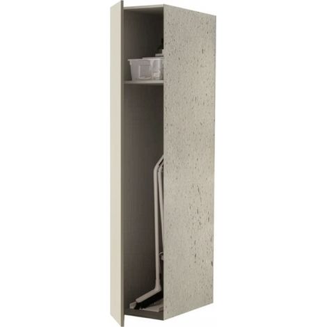 COLONNA PORTA SCOPE PER LAVANDERIA SAVINI CON RIPIANO INTERNO E ANTA VERTICALE CON APERTURA PUSH AND - COLONNA - L.40CM H.182CM P.65CM- TORTORA/PIETRA  FIG. 1  - SAV