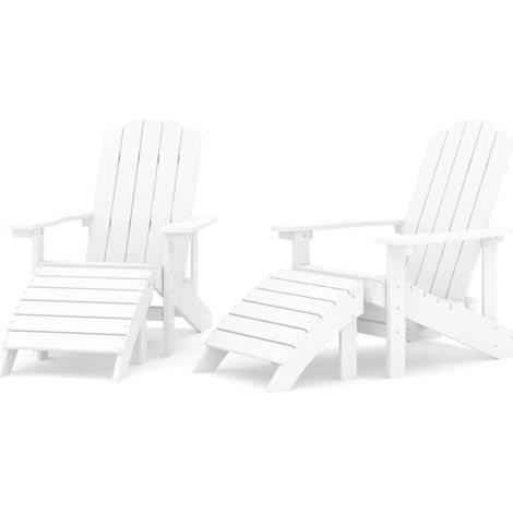 Chaises de jardin Adirondack avec repose-pieds 2 pcs PEHD Blanc (1/3)