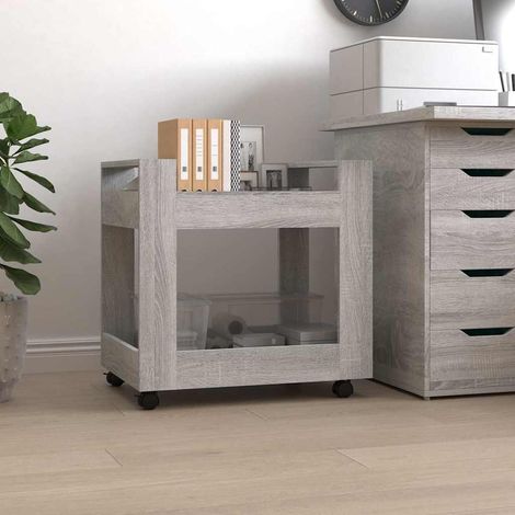 Chariot de bureau à roulettes 2 tablettes en bois d’ingénierie gris sonoma 60 x 45 x 60 cm - PANGIVO (1/5)