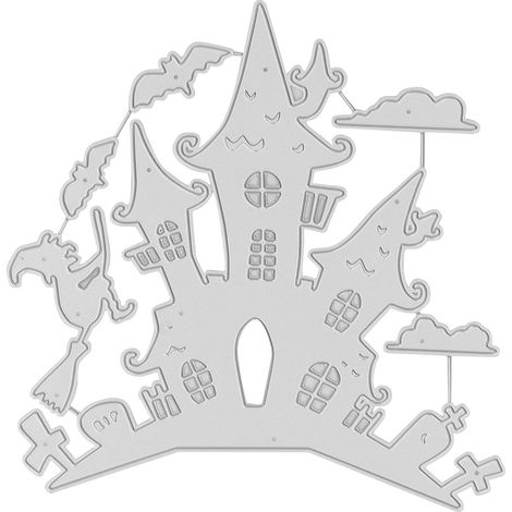 Château Halloween découpes métal, chauve-souris, pochoir gaufrage gabarit, création cartes, set (1/5)