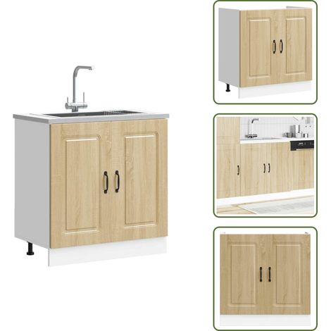Meuble bas pour évier Kalmar chêne sonoma bois ingénierie - Meuble Bas D'évier - Meubles Bas D'évier - Meuble Bas De Cuisine - Meuble Bas De Cuisine Pour Évier (1/5)