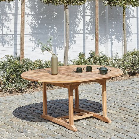 Table de jardin en teck massif extensible ovale 6/8 places