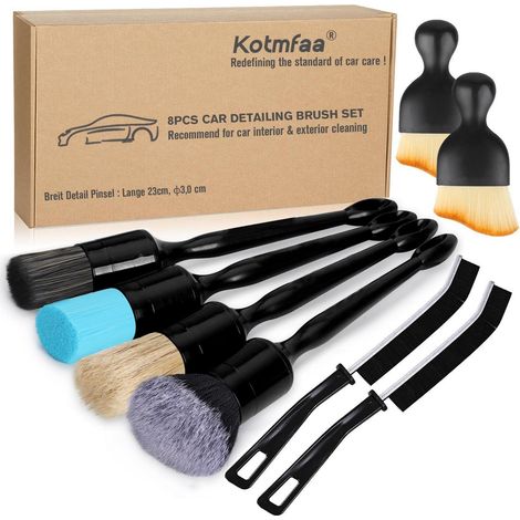 Auto Reinigungsbürsten Set 8-teilig für Innen & Außen, Weich bis Hart (1/5)