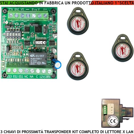 Chiave di Prossimità 3 Trasponder TAG Lettore Modulo LAN Universale 501 RJ45 Alimentazione 12/24 Vac Relè Contatto Libero C.NC.NA 2 A 24 V Funzione Impulsiva o Stabile Segnale di Stato Con 4 Led GRVB (1/4)