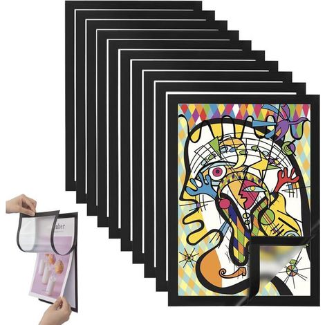 Ecleanfy - 10 cadres photo magnétiques A4 avec fermeture magnétique et support d'affichage, 32,5 x 24 cm, cadres photo pour enfants. (1/5)