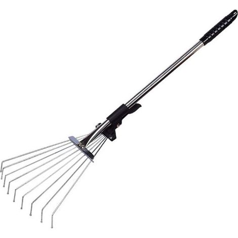 Adjustable Leaf Rake with Handle, 70cm Fan Broom, Metal Leaf Rake with Gloves, Garden Rake, Yard Rake, Leaf Rake, Lawn Rake for Cleaning Plants, Lawn and Yard MUMU