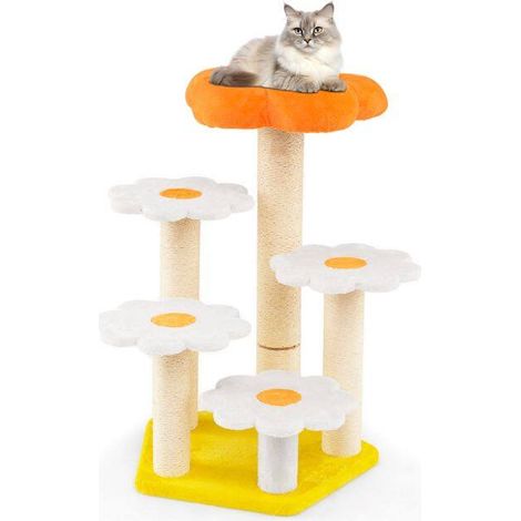 Tour pour chat à 4 plateformes et perchoir moelleux, arbre à chat avec griffoirs sisal pour chatons et chats seniors (1/5)