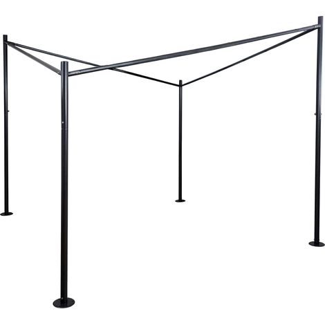 Telaio pergola HHG-892, struttura patio a padiglione da giardino, robusto telaio in acciaio da 6 cm