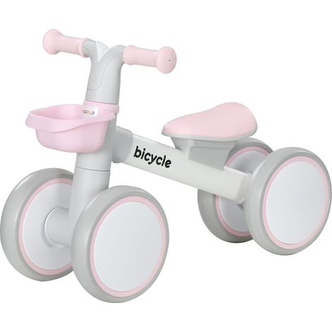 Bicicleta sin pedales bebé 12-36 meses con cesta regulable Asiato ruedas silenciosas 56x27x39 cm Rosa