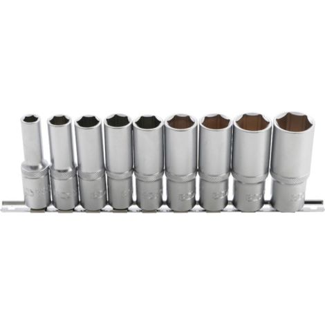 BGS  Juego  de  vasos  hexagonales  profundos  con  cuadradillo  interior  de  12,5  mm  (1/2")  SW  10  -  24  mm,  9  piezas  -  2223 (1/3)
