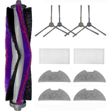 Kit accessoires de rechange pour aspirateur robot Eureka E10S, 1 brosse principale, 2 paires de brosses latérales, 2 filtres HEPA (1/4)